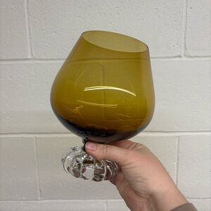 Vintage Aseda Sweden Amber Glass Snifter